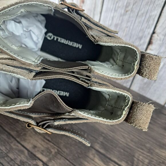 Merrell Tremblant Wedge Mid Bootie Suede Women's Sz 10.5 Stone (GUC) - Picture 6 of 9